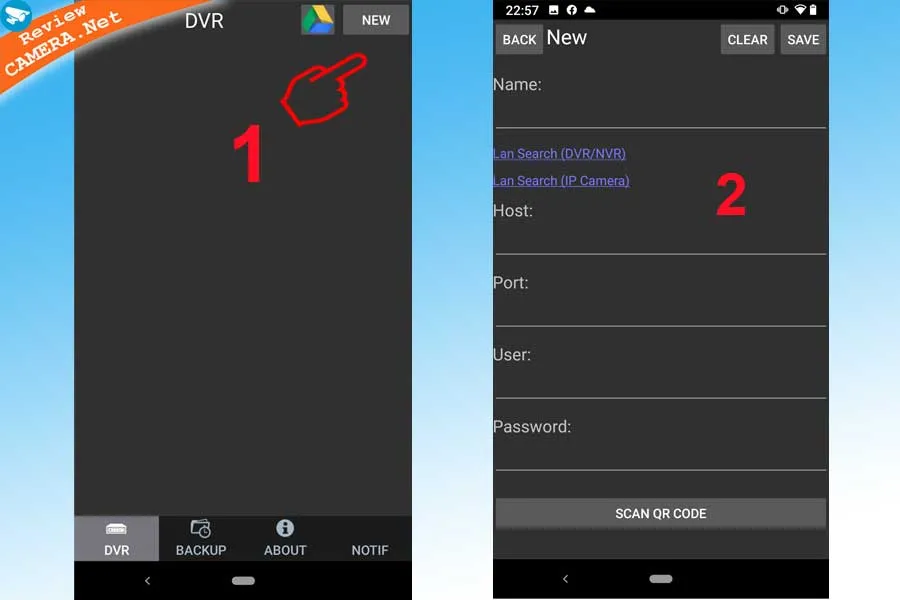 Thêm camera mới và giao diện xem trực tiếp trên ứng dụng Vantech V1 điện thoại