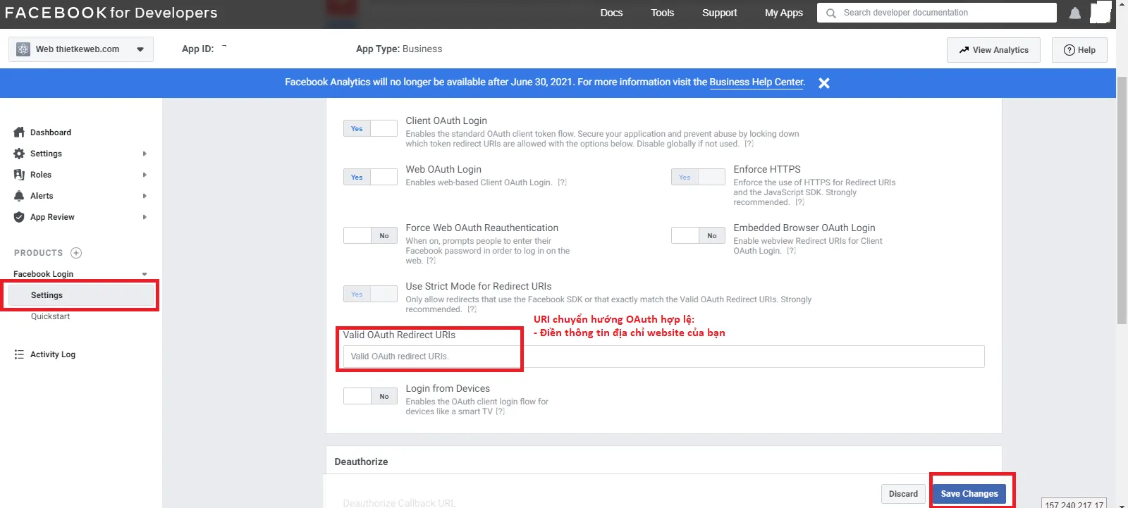 Thêm tên miền và URL chính sách bảo mật cho ứng dụng