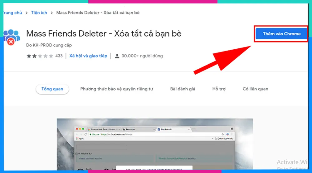 Thêm tiện ích Mass Friend Delete vào Chrome