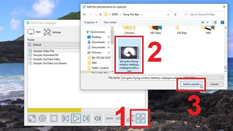 Thêm video hoặc ảnh động từ máy tính vào danh sách phát của PUSH Video Wallpaper
