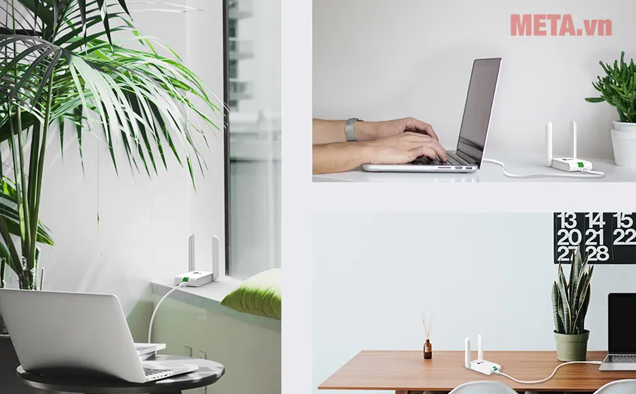 Thiết kế nhỏ gọn để bàn của TP-Link TL-WN822N và cáp USB 1.5m