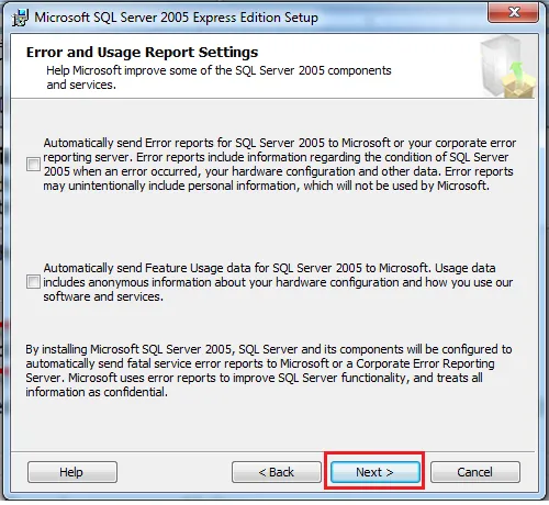 Thiết lập các tùy chọn bổ sung cho dịch vụ SQL Server 2005