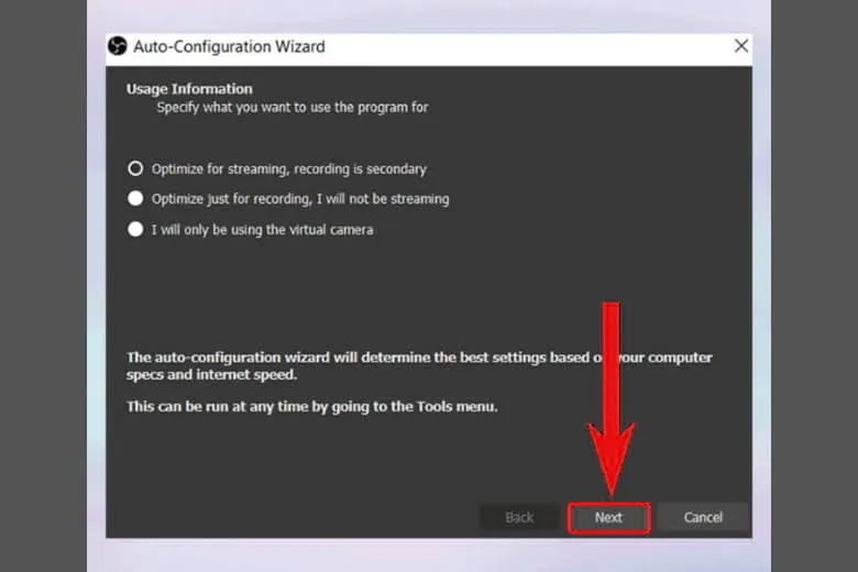 Thiết lập cấu hình nhanh trong OBS Studio, chọn Facebook Live làm dịch vụ phát sóng