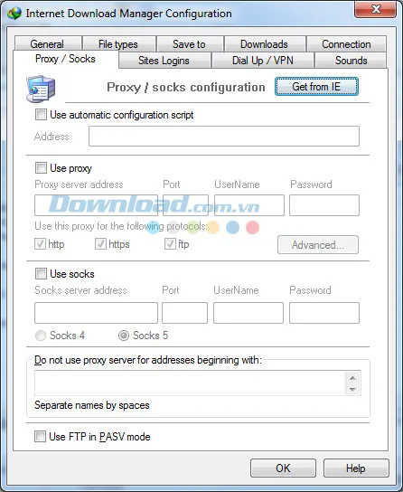 Thiết lập cấu hình Proxy và tường lửa cho phần mềm IDM.