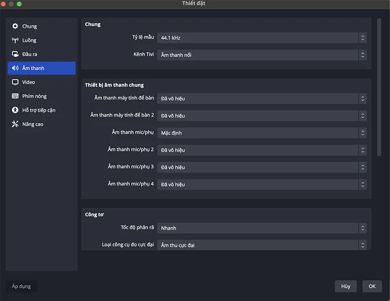 Thiết lập cấu hình và thông số live stream trong phần mềm OBS