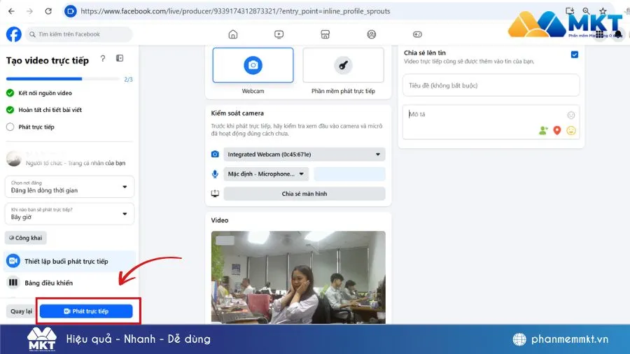 Thiết lập cụ thể các tùy chọn trước khi bắt đầu live tream công khai trên nền tảng máy tính.
