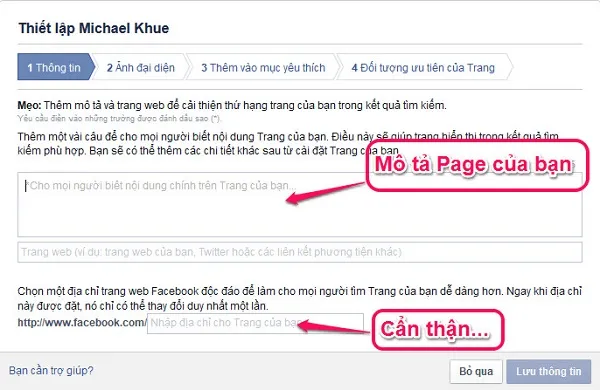 Thiết lập hình đại diện, ảnh bìa và mô tả ngắn gọn để hoàn thiện danh tính cho blog trên Facebook