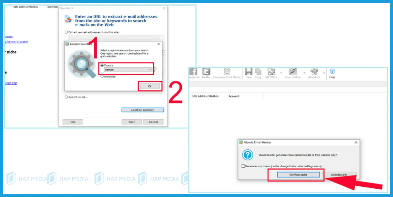 Thiết lập vị trí tìm kiếm email qua ID Facebook