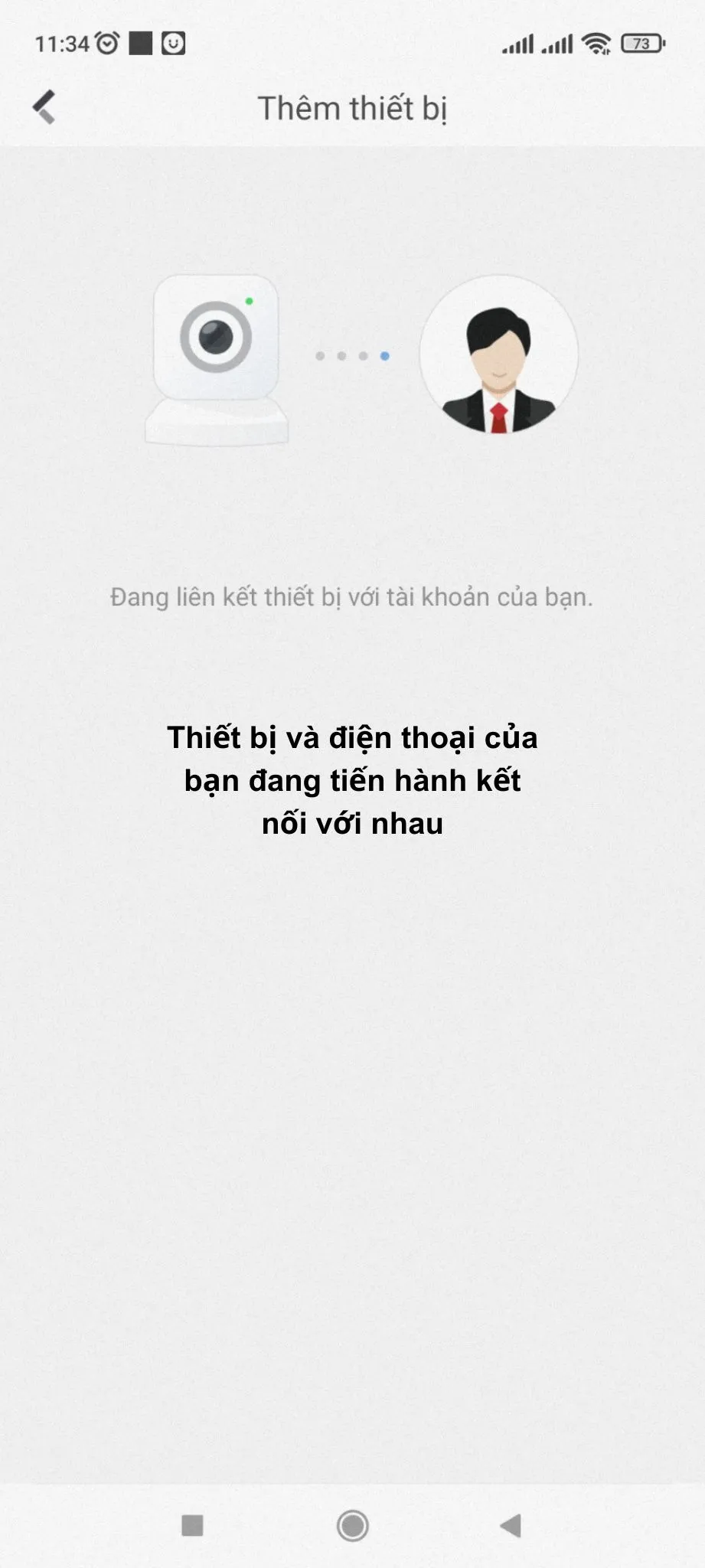 Thông báo quá trình liên kết thiết bị đang diễn ra trên ứng dụng Hik-Connect