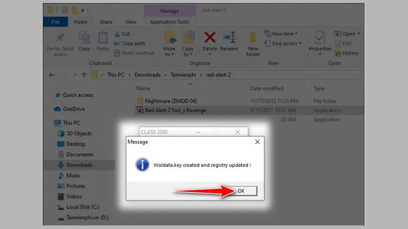 Thông báo Wolodate.key created and registry updated