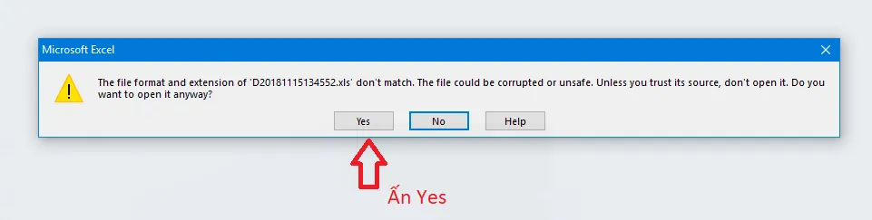 Thông báo xác nhận khi xuất file báo cáo chấm công Wise Eye