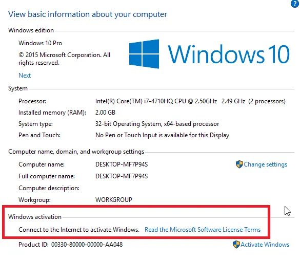 Thông báo yêu cầu kết nối Internet để kích hoạt Windows