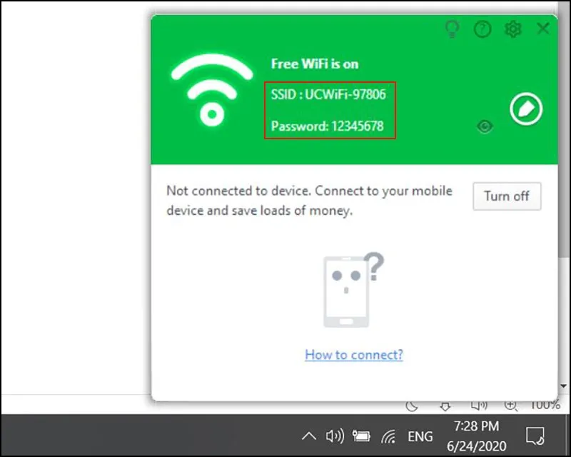 thông tin wifi đã thiết lập bao gồm tên mạng và mật khẩu uc browser