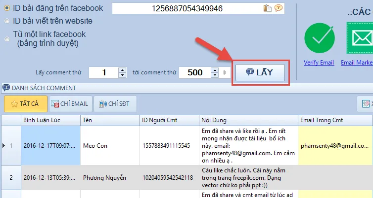 Thử lấy lại bình luận sau khi cập nhật mã truy cập mới.