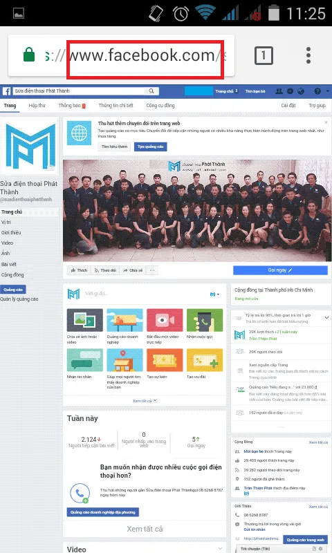 Thực hiện đổi link web từ m.facebook.com sang facebook.com để đảm bảo giao diện máy tính được hiển thị chính xác