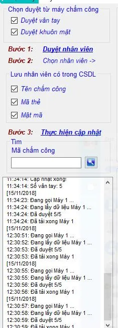 Tích chọn các dữ liệu cần cập nhật từ máy chấm công Wise Eye