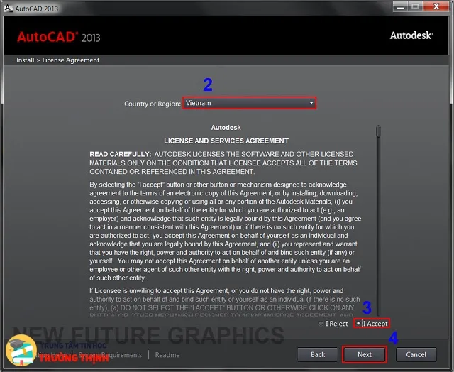 Tích chọn I Accept và nhấn Next