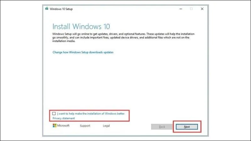 Tick bỏ chọn > Nhấn chọn Next
