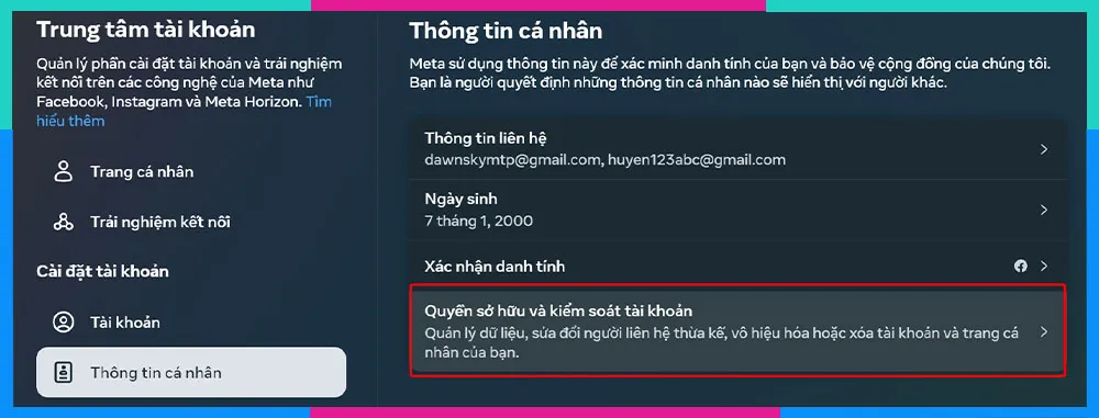 Tiến hành chọn Vô hiệu hóa hoặc xóa để tìm cách khóa trang facebook tạm thời