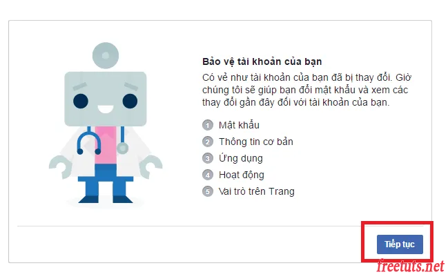 Tiếp tục lần nữa để đến phần đổi mật khẩu