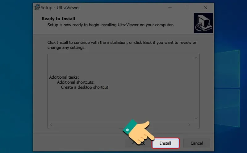 Tiếp tục nhấn Install để hoàn tất việc cài đặt UltraViewer