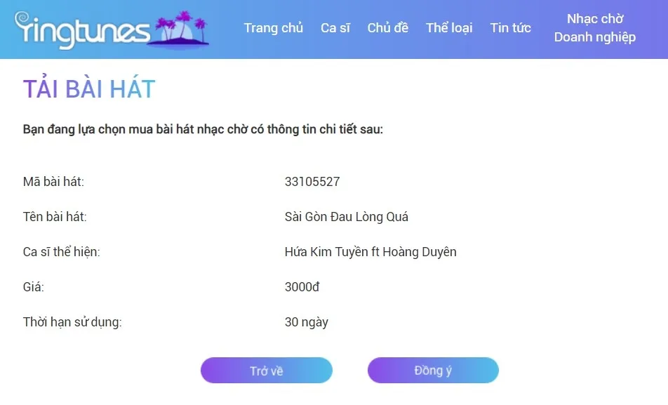 Tìm kiếm và mua bài hát trên Ringtunes, một phương pháp cài nhạc chờ VinaPhone