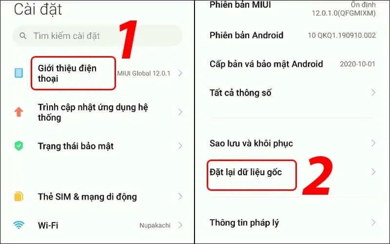 Tìm mục Giới thiệu điện thoại rồi nhấn vào