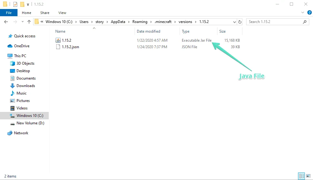 Tìm thư mục version để tùy chỉnh resource pack
