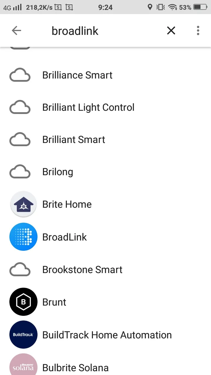 Tìm và chọn BroadLink trong danh sách thiết bị Google Home