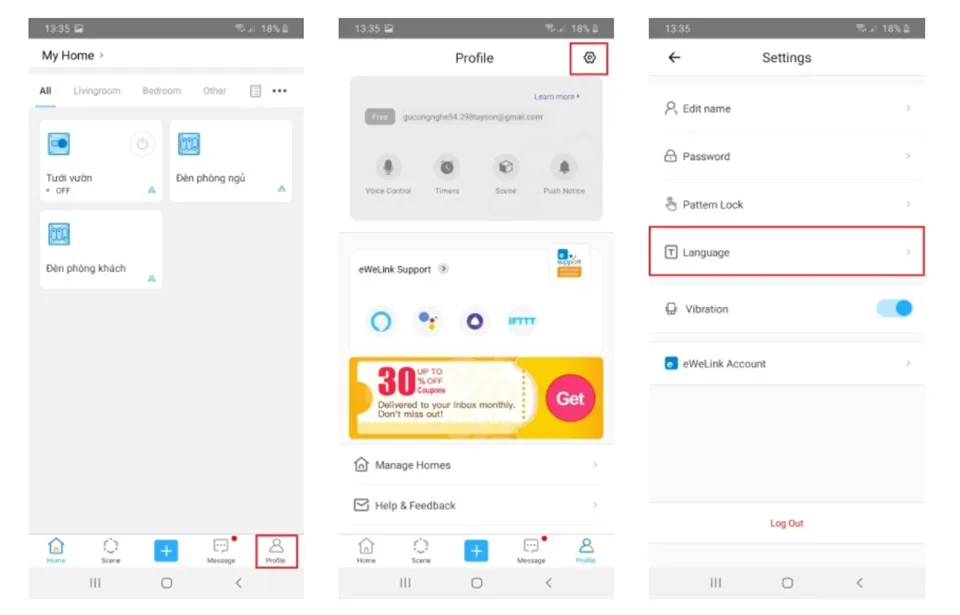Tính năng ứng dụng eWelink