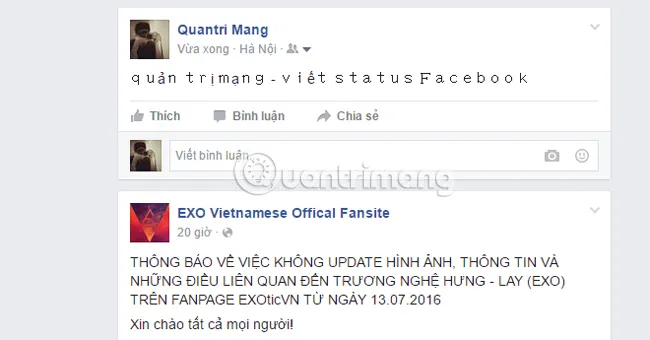 Trạng thái Facebook nổi bật sau khi dán nội dung bằng font chữ lạ mắt