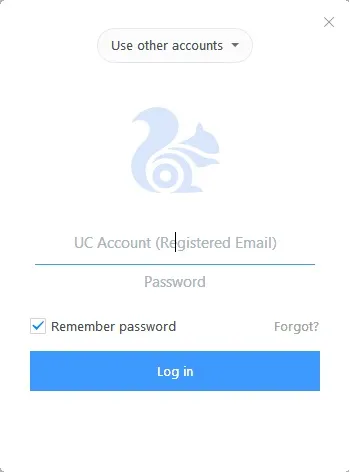 trình duyệt uc browser với tính năng đăng nhập tài khoản người dùng