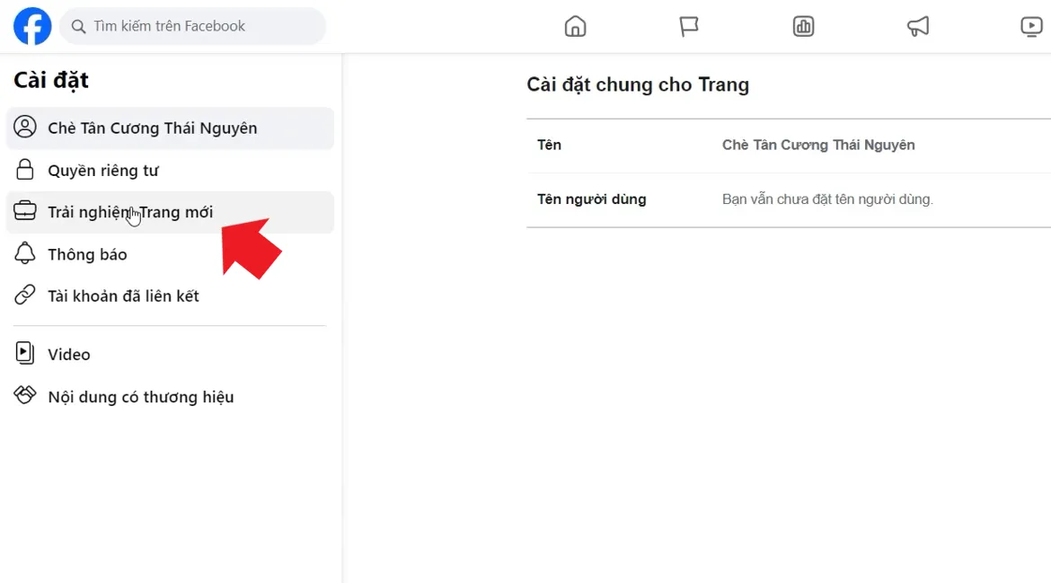 Trong Cài đặt Chọn vào Trải nghiệm Trang Mới