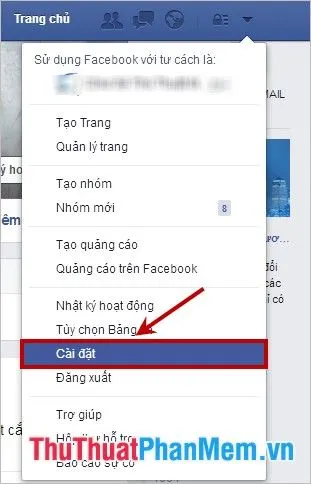 Trong menu cài đặt của Facebook, người dùng chọn mục Chung để truy cập cài đặt tài khoản