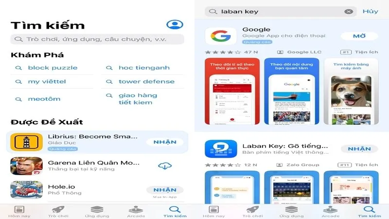 Truy cập App Store và tìm kiếm ứng dụng Laban Key