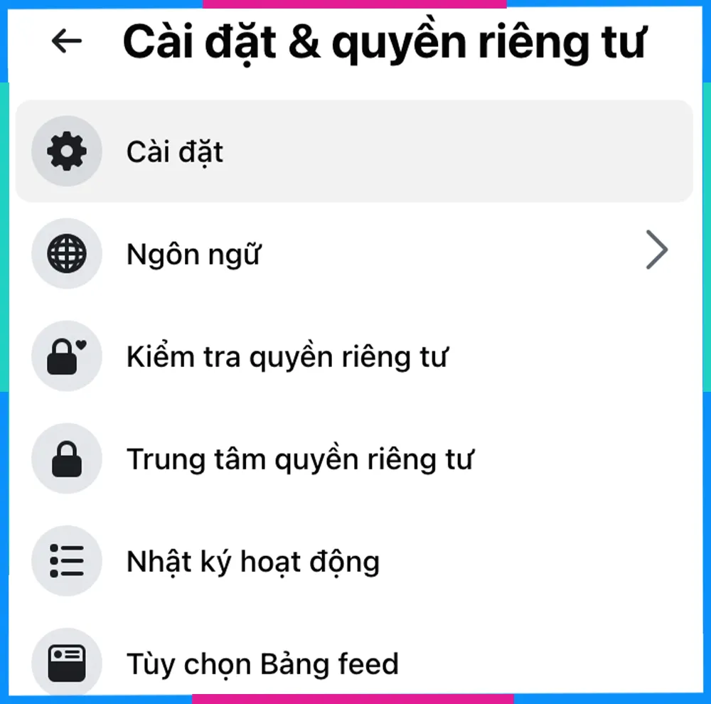 Truy cập Cài đặt và quyền riêng tư trên giao diện Facebook máy tính