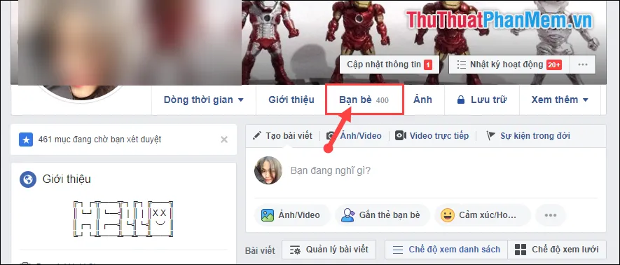 Truy cập mục Bạn bè sau khi cài script
