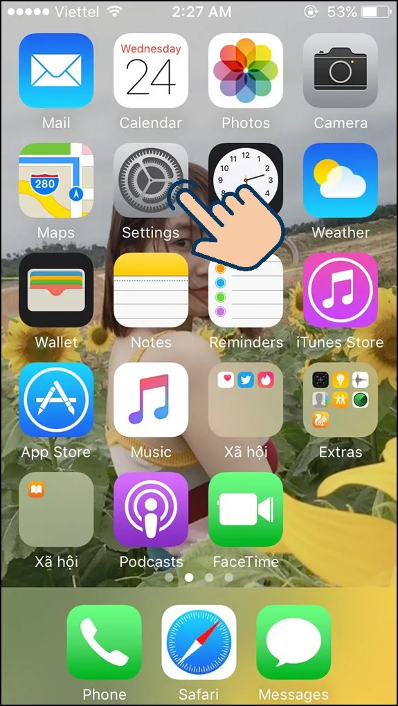 Truy cập Settings (Cài đặt) trên iPhone để thay đổi ngôn ngữ hệ thống iOS