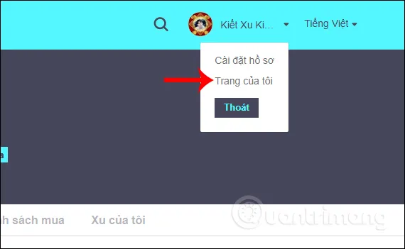 Truy cập Trang của tôi (My Page) sau khi đăng nhập V LIVE trên PC, nơi người dùng quản lý hồ sơ và các nội dung đã lưu