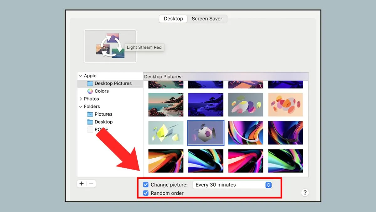 Tùy chỉnh Change Picture và thời gian thay đổi ảnh trên macOS