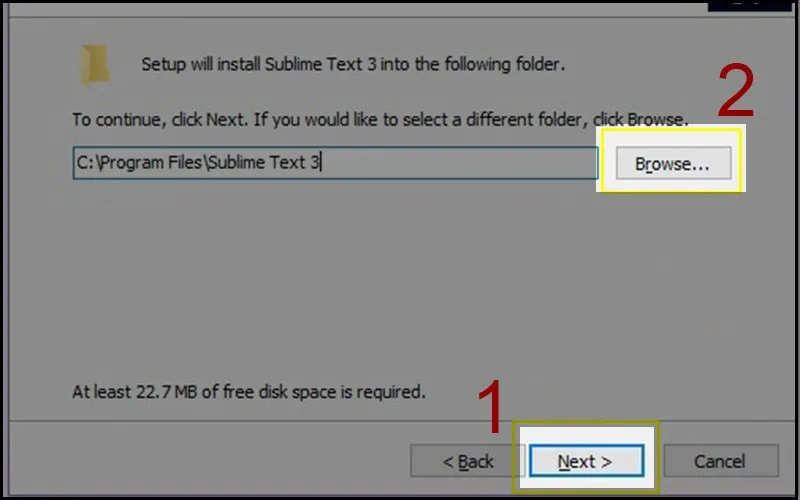 Tùy chỉnh đường dẫn cài đặt ở mục Browser trong quá trình cài đặt Sublime Text 3