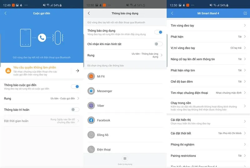 Tùy chỉnh thông báo ứng dụng sau khi cài đặt vòng đeo tay Xiaomi Mi Band 4 thành công