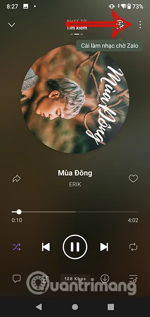 Tùy chọn bài hát Zing MP3