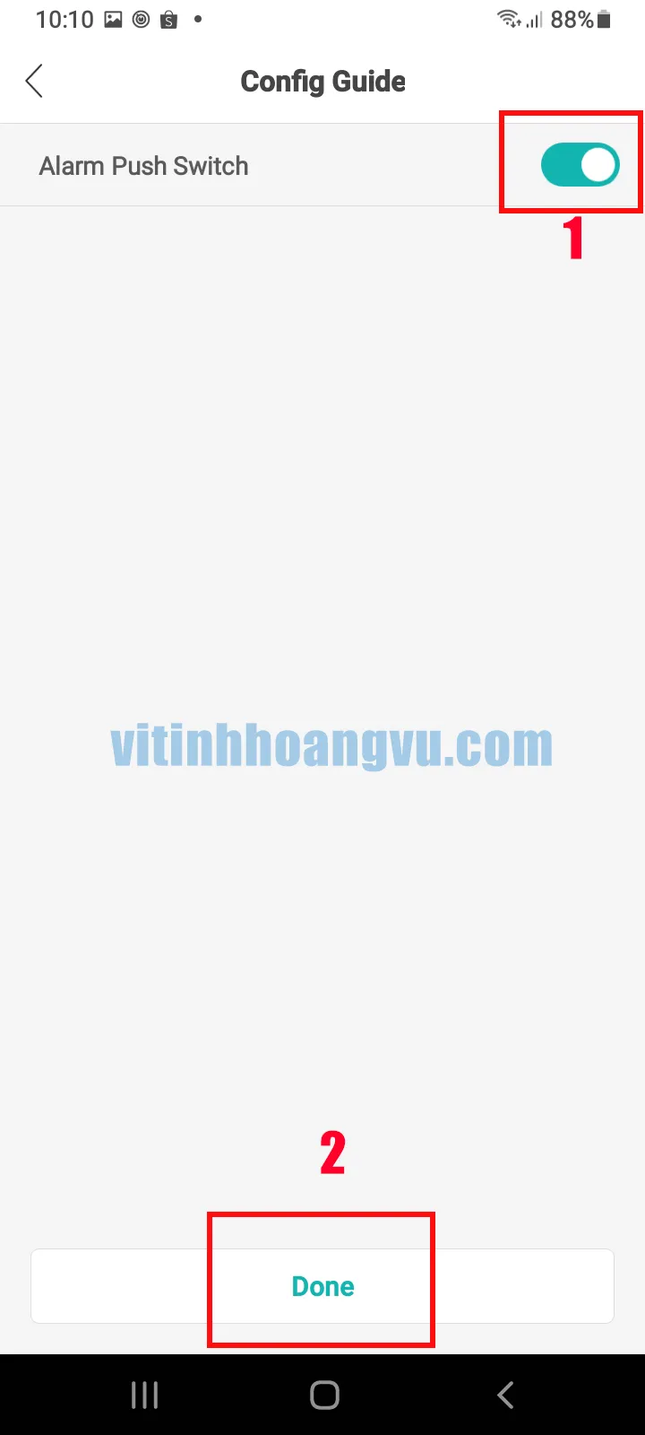 Tùy chọn bật hoặc tắt tính năng báo động cho camera giám sát Puratech