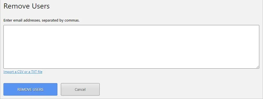 Tùy chọn Bulk Options và Remove Users để xóa nhiều người dùng cùng lúc