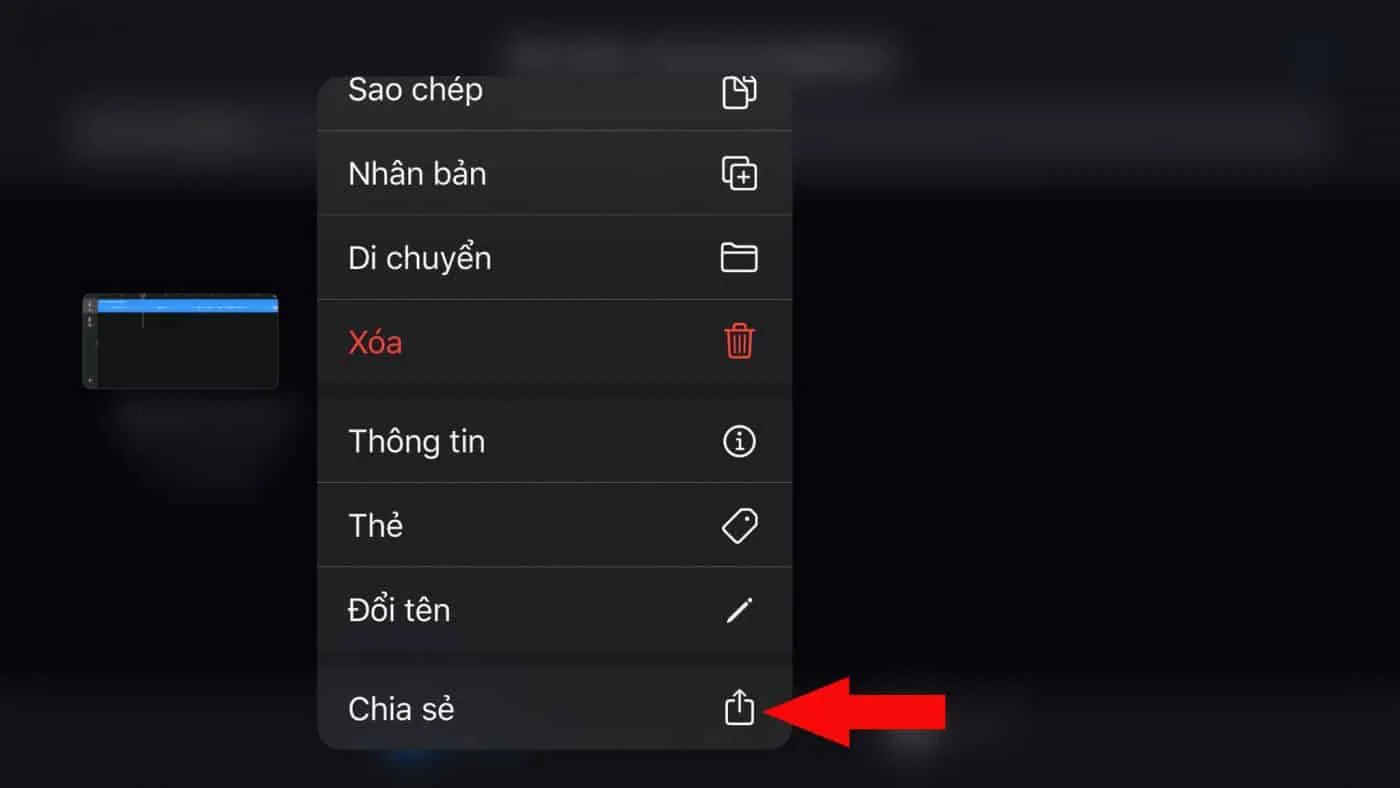 Tùy chọn Chia sẻ để xuất file nhạc chuông từ ứng dụng