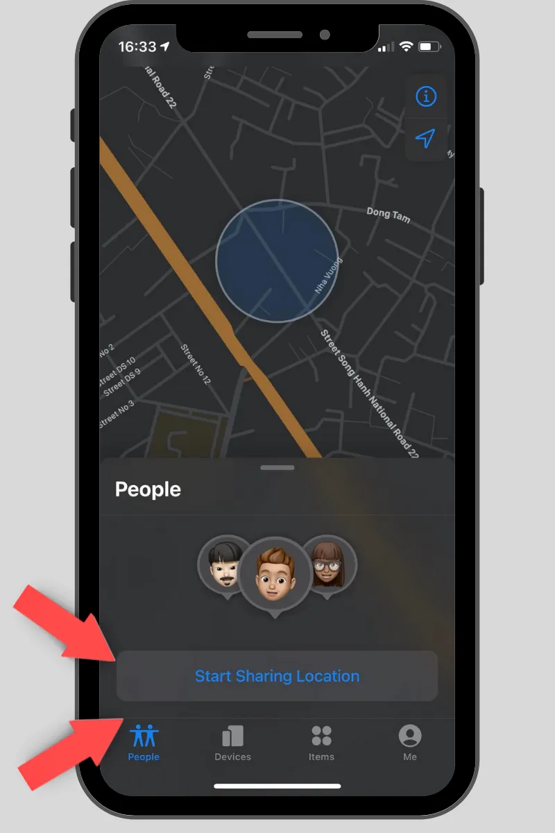 Tùy chọn chia sẻ vị trí qua ứng dụng sau khi cài đặt phần mềm theo dõi điện thoại Samsung