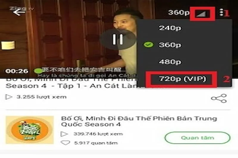 Tùy chọn điều chỉnh chất lượng video HD khi xem phim trên Zing TV để tối ưu tốc độ và dung lượng