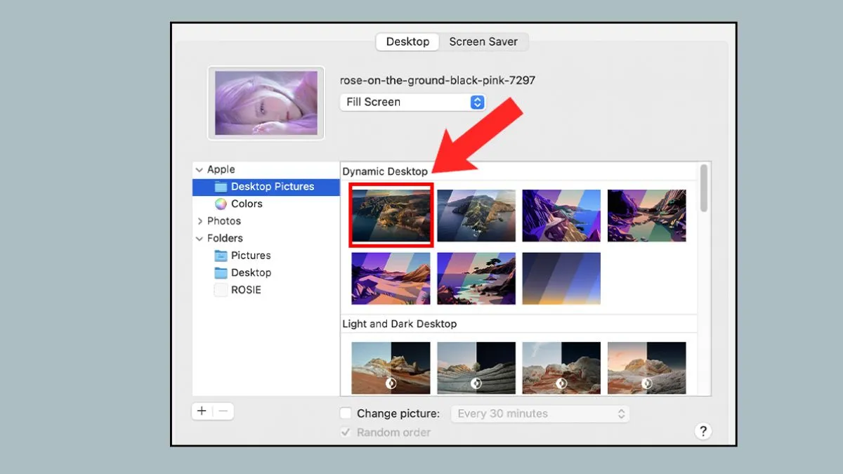 Tùy chọn Hình nền tĩnh và Hình nền động trên macOS