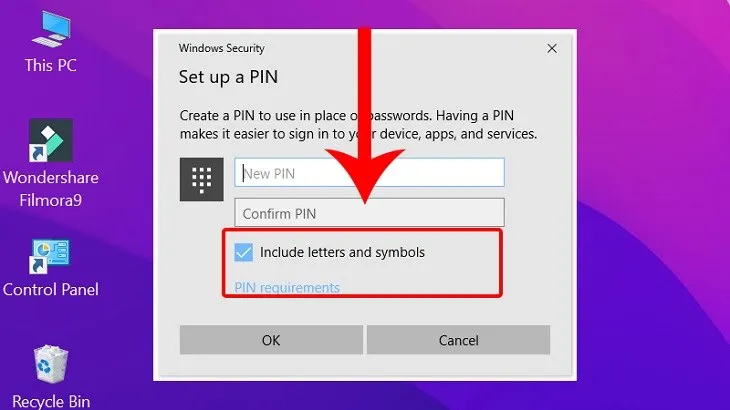 Tùy chọn kết hợp chữ cái và ký hiệu khi đặt mật khẩu laptop win 7 an toàn